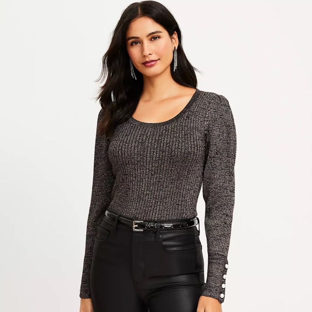 LOFT shimmer sweater with pearls
